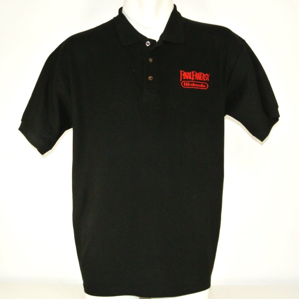 FINAL FANTASY Vintage NES Nintendo Video Game Employee Uniform Polo Shirt